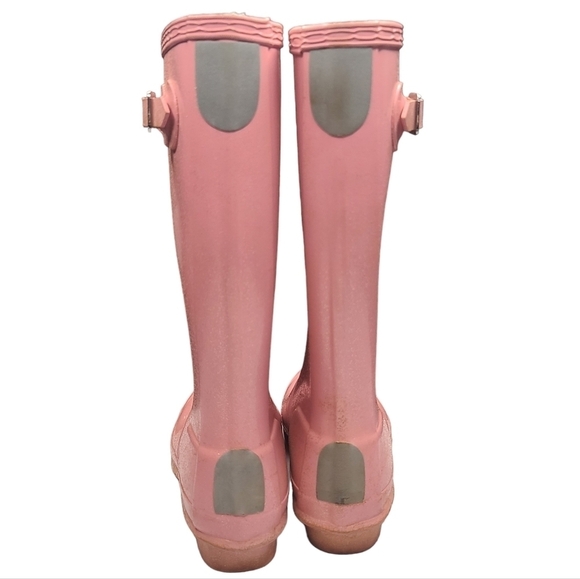 Hunter Light Pink Shimmer Tall Rain Boots Girls 3 - Picture 10 of 13